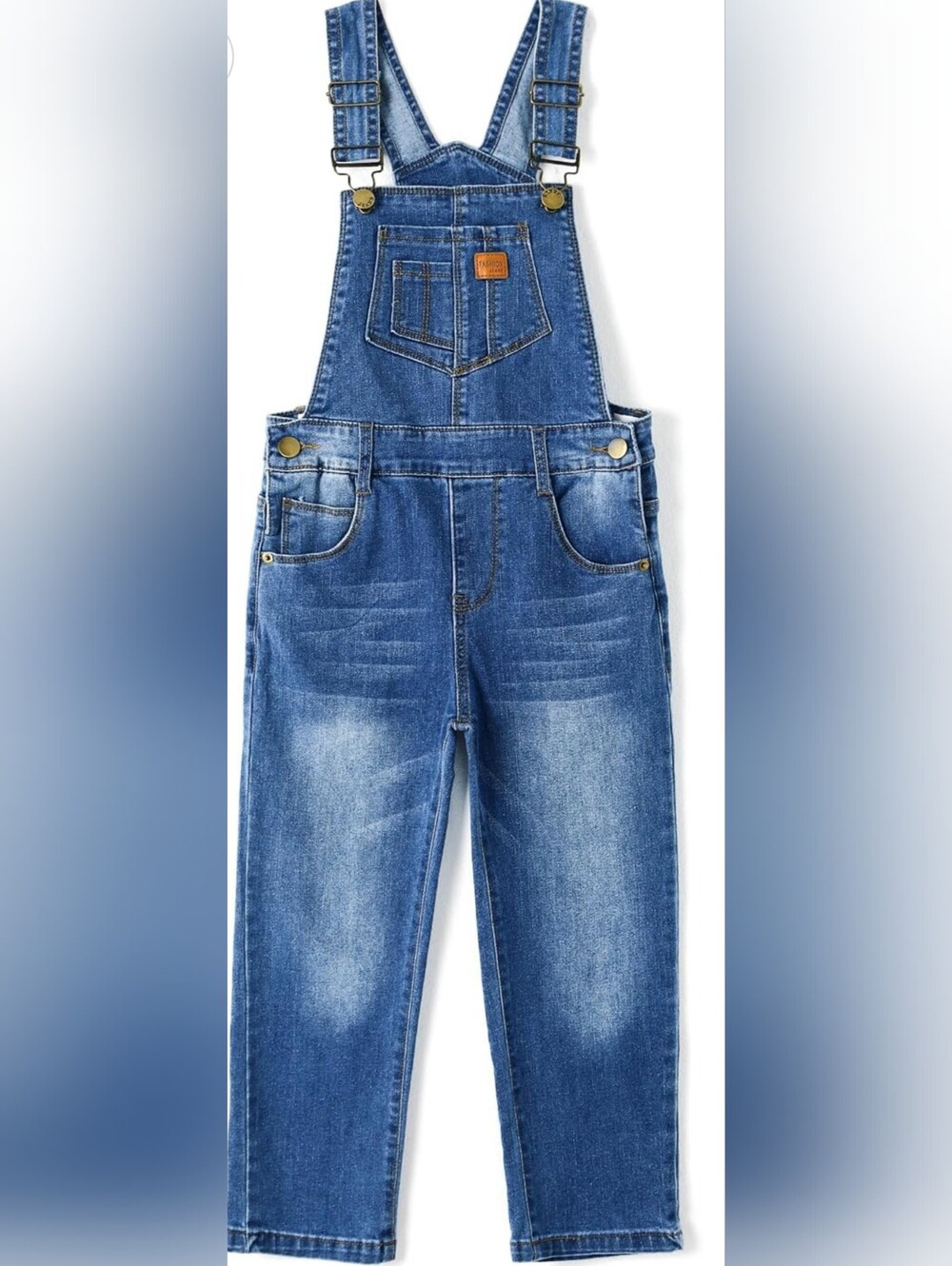 Kids Blue Denim Overalls - Classic Blue Stretchy